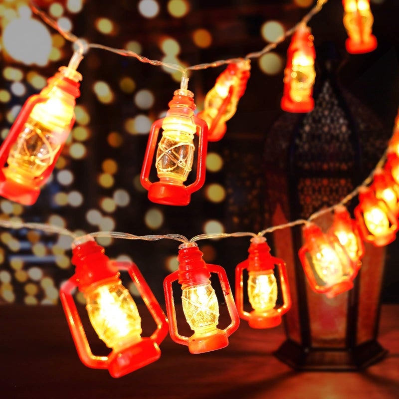 AceList 30 LED Red Lantern String Lights for Bedroom Patio Garden Holiday Home Indoor Decorations, Mini Kerosene Lights String (Warm White Light) - Image 1